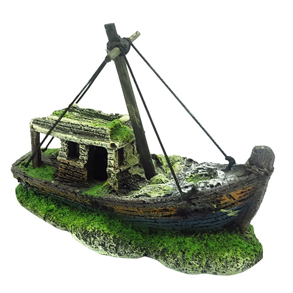 Nomeni Landscaping Clearance, Aquarium Fish Tank Landscape Pirate Ship Wreck Ship Decor Resin Boat Ornament Aquarium Accessories