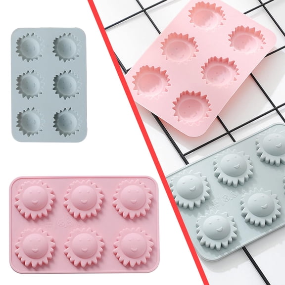 Nomeni Silicone Molds Clearance, 6 Even Small Sun Diy Homemade Chocolate Candy Icing Grid Cookie Baking Cake Silicone Kitchen Gadgets Blue