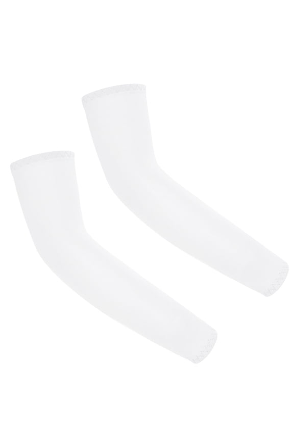 UV Protection Unisex Children Athletic Arm Sleeves, M, Polyester White, 2 Counts