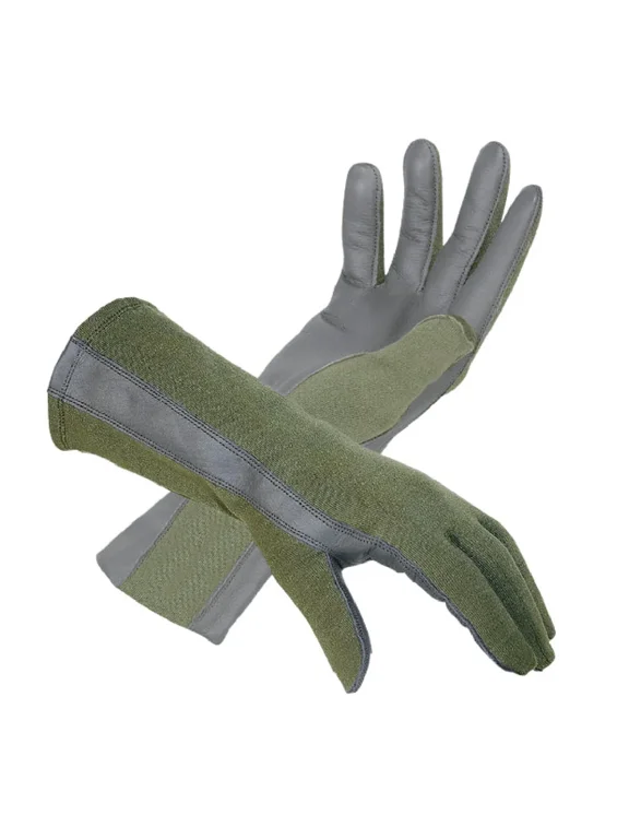 Nomex Flight Gloves, Olive Drab, Size 4, Leather Palm Utility Gloves