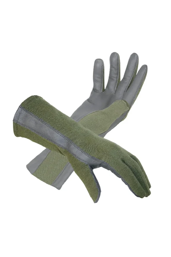 Nomex Flight Gloves, Olive Drab, Size 4, Leather Palm Utility Gloves