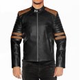 thumbnail image 1 of NomiLeather black leather jacket | mens leather jacket and genuine leather jacket men (Black With Brown Strip ) Medium, 1 of 7