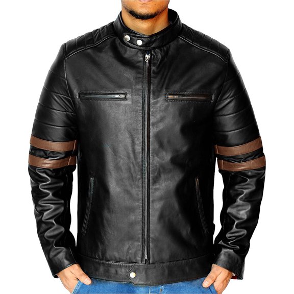NomiLeather lambskin leather jacket men – black leather jacket and leather jackets for men (Brown - Medium)