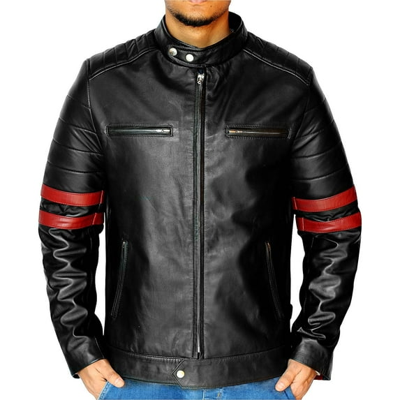 NomiLeather lambskin leather jacket men – black leather jacket and leather jackets for men (Red - X-Large)