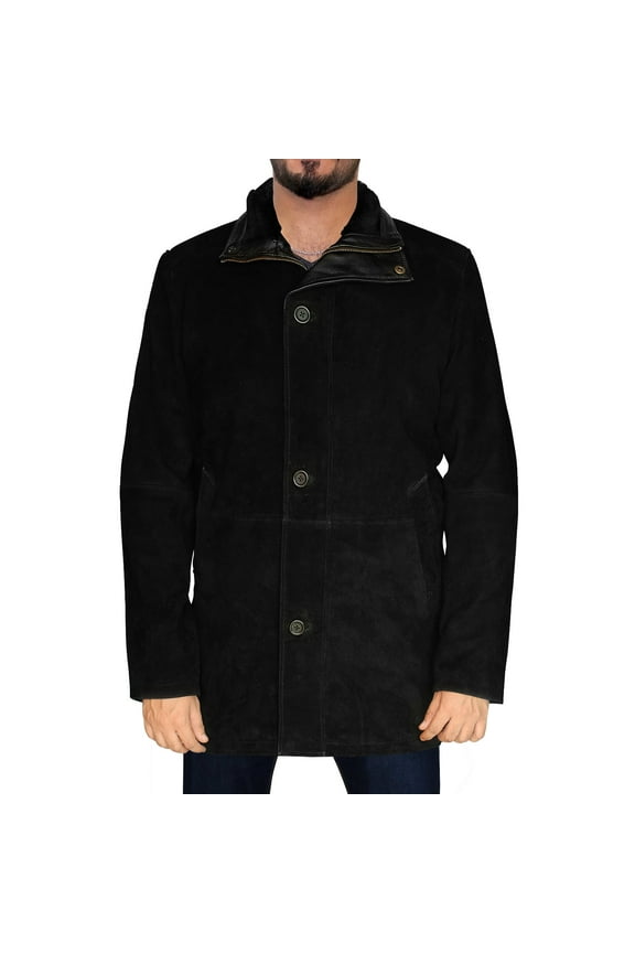 NomiLeather leather coats for men – suede jacket men and long leather coat Black Medium