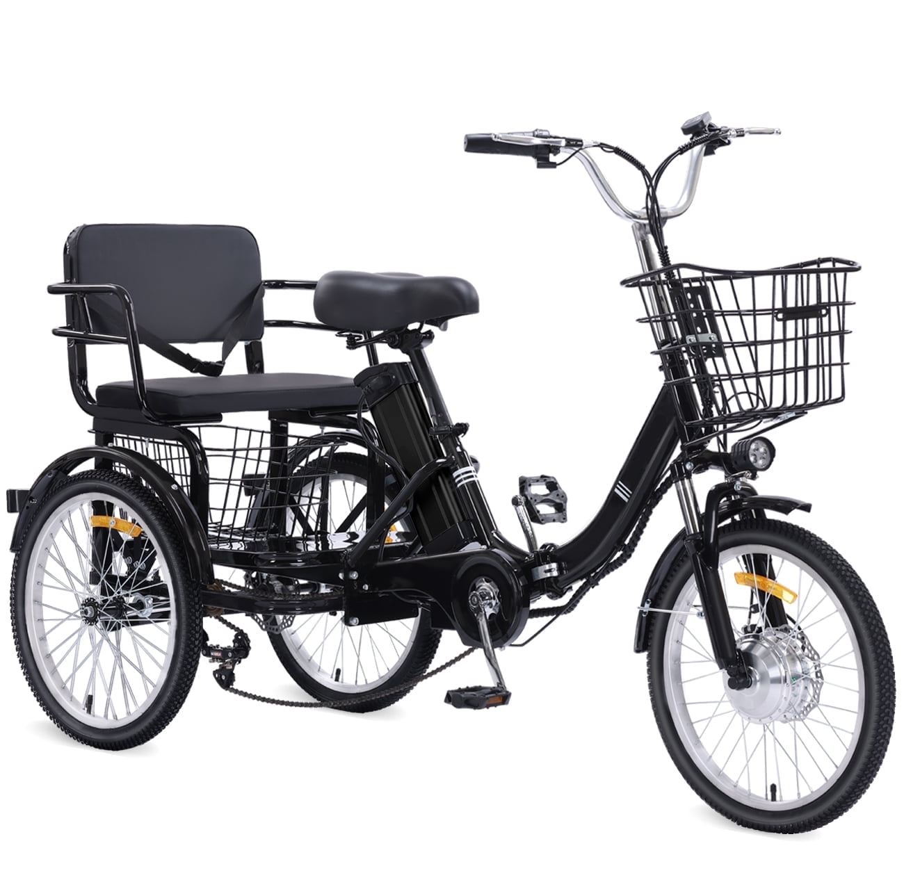 Nomigo Foldable Tandem Adult Electric Tricycle 350W Dual Front and Rear ...