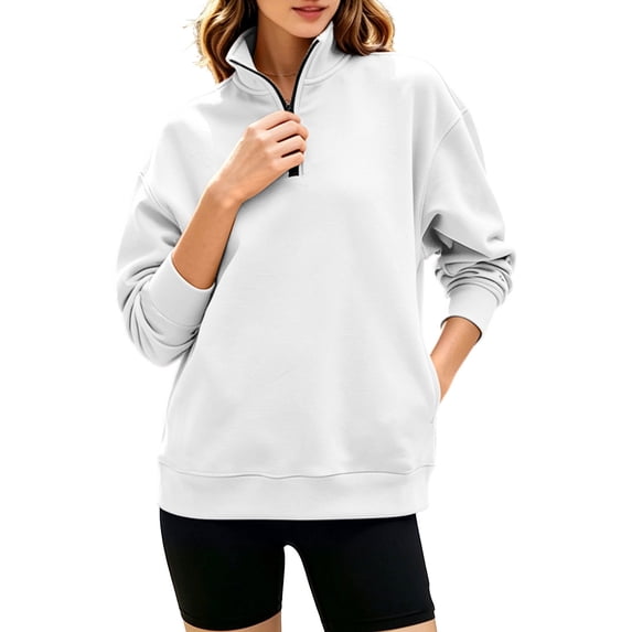 NominalSnug 1/4 Zip up Sweatshirt for Women Casual Long Sleeved Pullover Casual Loose Fitted Fashion Tops 2026