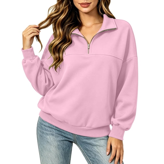 NominalSnug 1/4 Zip up Sweatshirts for Women Fall Winter Lightfleece Lined Long Sleeve Shirts Stand Collar Pullover Tops