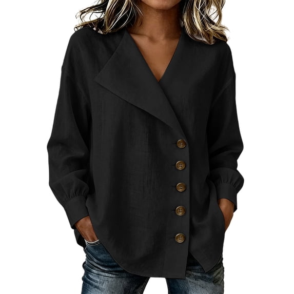 NominalSnug Button down Shirts for Women Long Sleeve Shirts Collared Dressy Casual Blouses Loose Fit Fall Tops