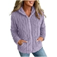 thumbnail image 1 of NominalSnug Fuzzy Fleece Jackets for Women Full Zip up Long Sleeve Coat Stand Collar Outwear Thicken Winter Warm Colthes, 1 of 8