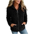 thumbnail image 1 of NominalSnug Fuzzy Fleece Jackets for Women Full Zip up Long Sleeve Coat Stand Collar Outwear Thicken Winter Warm Colthes, 1 of 8