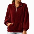 thumbnail image 1 of NominalSnug Fuzzy Fleece Sweatshirts for Women 1/4 Zip up Long Sleeve Top Loose Fit Warm Pullover Jackets with Pocket, 1 of 8