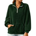thumbnail image 1 of NominalSnug Fuzzy Fleece Sweatshirts for Women 1/4 Zip up Long Sleeve Top Loose Fit Warm Pullover Jackets with Pocket, 1 of 8