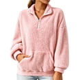 thumbnail image 1 of NominalSnug Fuzzy Fleece Sweatshirts for Women 1/4 Zip up Long Sleeve Top Loose Fit Warm Pullover Jackets with Pocket, 1 of 7