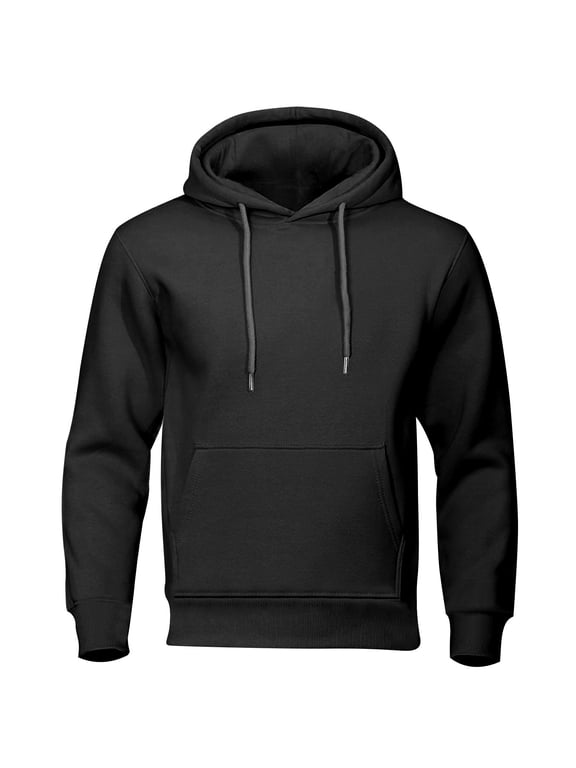 Hoodie for Men Long Sleeve Plain Hooded Sweatshirts Fleece Lined Casual Fall Pullover Tops with Pocket