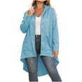 thumbnail image 1 of NominalSnug Hoodies for Women Zip up Long Sleeve Hooded Sweatshirts Irregular Hem Casual Fall Jackets with Pockets, 1 of 8