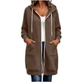 thumbnail image 1 of NominalSnug Long Hoodies for Women Full Zip up Fleece Jacket Tunic Sweatshirts Fall Winter Fashion Clothes, 1 of 8