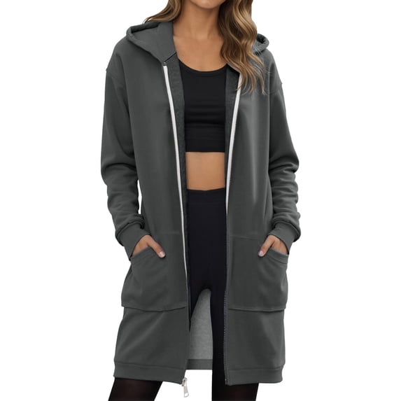 NominalSnug Long Zip up Hoodie Women 2026 Fall Casual Oversized Hooded Sweatshirt Trendy Long Sleeve Jackets with Pockets