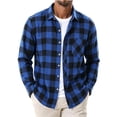 thumbnail image 1 of NominalSnug Mens Button Down Plaid Shirts Long Sleeve Tops Collared Casual Work Blouse Fall Outfits, 1 of 5