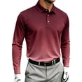 thumbnail image 1 of NominalSnug Mens Golf Shirts Long Sleeve Gradient Color Collared Athletic Pullover Tops, 1 of 8