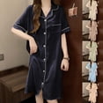 thumbnail image 1 of NominalSnug Nightgowns for Women Short Sleeve Button down Nightshirts Knee Length Sleepshirts with Pockets, 1 of 7