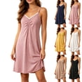 thumbnail image 1 of NominalSnug Nightgowns for Women Spaghetti Strap Night Gown Sleeveless Lace Sleep Shirt Deep V Neck Soft Chemise Sleepwear Sleep Dress, 1 of 8