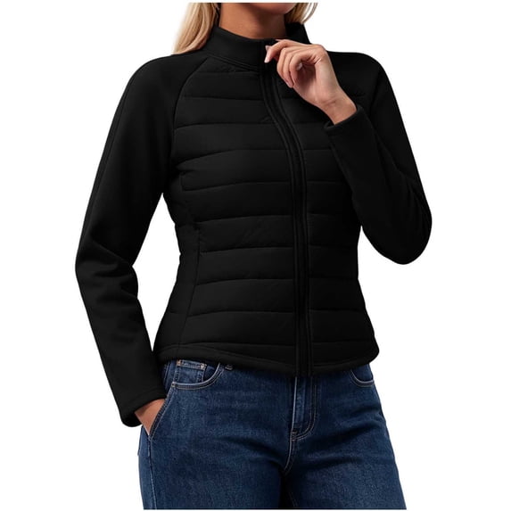 NominalSnug Puffer Jacket for Women's Packable Lightweight Full-Zip Slim Fitted Outwear with Hood Quilted Winter Coat