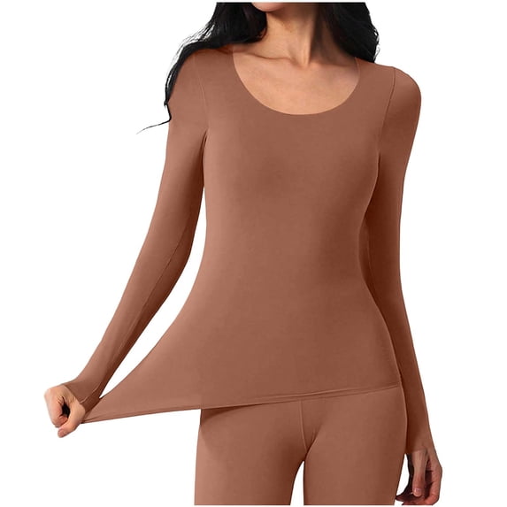 NominalSnug Thermal Tops for Women Long Sleeve Undershirts Crewneck Soft Base Layer Tops for Women Cold Weather