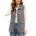thumbnail image 1 of NominalSnug Women Corduroy Sleeveless Vest Collared Button Down Casual Outerwear With Flap Pockets, 1 of 7