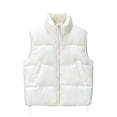 thumbnail image 1 of NominalSnug Women Cropped Puffer Vest Lightweight Sleeveless Padded Gilet Zip up Stand Collar Winter Warm Outerwear with Pockets, 1 of 7