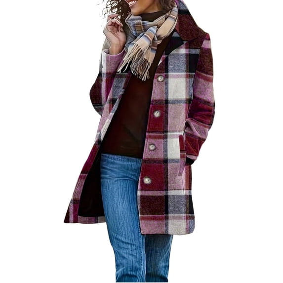 NominalSnug Women Plaid Shacket Jacket Trendy Fall Casual Button down Mid Length Outwear Fall Winter Outfits with Pockets