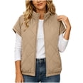 thumbnail image 1 of NominalSnug Women Short Sleeve Quilted Vest Stand Collar Zip Up Lightweight Padded Outerwear With Side Pockets, 1 of 8