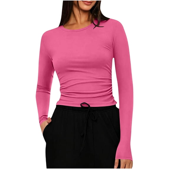 NominalSnug Women's Long Sleeve Shirts Tight Fitted Going out Tops Stretchy Lightweight Basic Tees Compression Undershirts