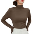 thumbnail image 1 of NominalSnug Women's Long Sleeve Turtleneck Shirts Slim Fitted Lightweight Base Layer Casual Tops, 1 of 6