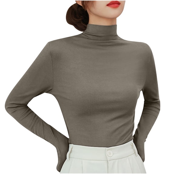 NominalSnug Women's Long Sleeve Turtleneck Shirts Slim Fitted Lightweight Base Layer Casual Tops