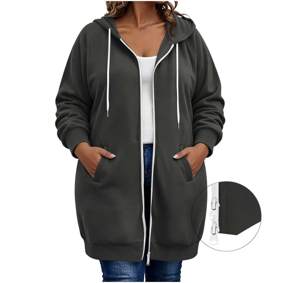 NominalSnug Women's Zip up Hoodies Long Tunic Sweatshirts Oversized Fleece Casual Long Sleeve 2026 Fall Hoodie Jacket Coat