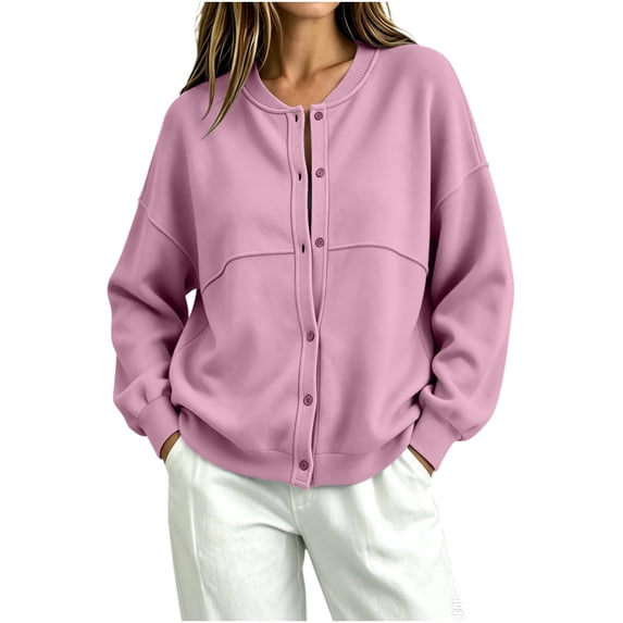 NominalSnug Womens Button Down Sweathirts Fleece Lined Cardigans Long Sleeve Tops Casual Outwear Fall Outfits