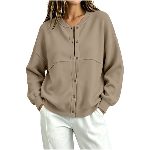 NominalSnug Womens Button Down Sweathirts Fleece Lined Cardigans Long Sleeve Tops Casual Outwear Fall Outfits