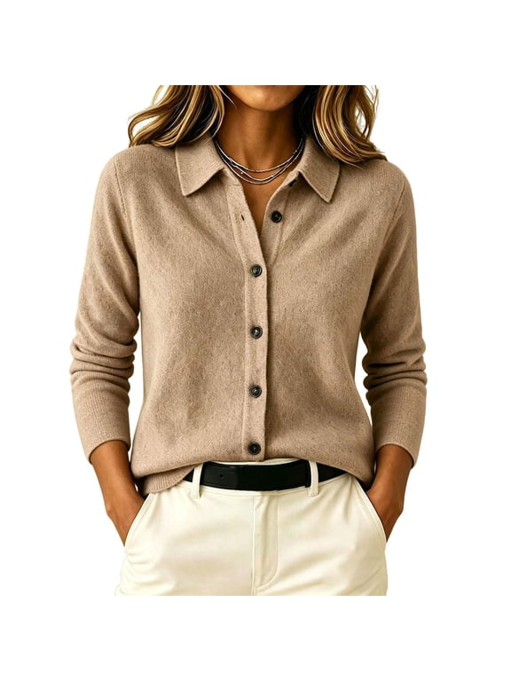 Womens Cardigan Sweaters Button down Knit Tops Lapel Collar Lightweight Cardigans Fall Sweaters