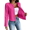 thumbnail image 1 of NominalSnug Womens Cropped Blazer Long Sleeve Collarless Casual Jacket Open Front Casual Work Office Cardigan Suit Jacket, 1 of 8