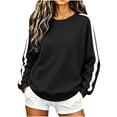 thumbnail image 1 of NominalSnug Womens Fleece Lined Crew Neck Sweatshirts Long Sleeve Stripe Pullover Tops Loose Fit Fall Outfits, 1 of 8