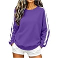 thumbnail image 1 of NominalSnug Womens Fleece Lined Crew Neck Sweatshirts Long Sleeve Stripe Pullover Tops Loose Fit Fall Outfits, 1 of 8