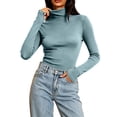 thumbnail image 1 of NominalSnug Womens Fleece Lined Thermal Tops Turtleneck Long Sleeve Shirts Winter Warm Base Layer Top with Thumble Hole, 1 of 8