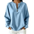 thumbnail image 1 of NominalSnug Womens Fleece Sweatshirts with Pockets Half Zip Cotton Pullover Tops Quarter Zipper Hoodies Fall Winter Clothing, 1 of 8
