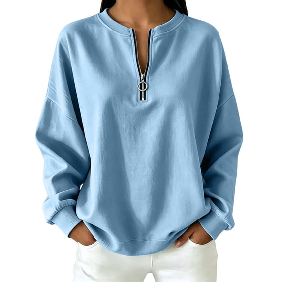 NominalSnug Womens Fleece Sweatshirts with Pockets Half Zip Cotton Pullover Tops Quarter Zipper Hoodies Fall Winter Clothing