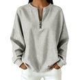 thumbnail image 1 of NominalSnug Womens Fleece Sweatshirts with Pockets Half Zip Cotton Pullover Tops Quarter Zipper Hoodies Fall Winter Clothing, 1 of 8