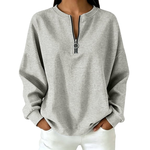 NominalSnug Womens Fleece Sweatshirts with Pockets Half Zip Cotton Pullover Tops Quarter Zipper Hoodies Fall Winter Clothing
