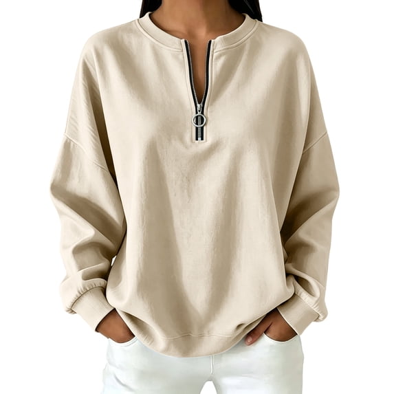 NominalSnug Womens Fleece Sweatshirts with Pockets Half Zip Cotton Pullover Tops Quarter Zipper Hoodies Fall Winter Clothing