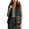 thumbnail image 1 of NominalSnug Womens Hooded Puffer Vest Full Zip Sleeveless Quilted Gilet With Zipper Pockets Winter Warm Outerwear, 1 of 7