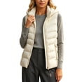 thumbnail image 1 of NominalSnug Womens Hooded Puffer Vest Full Zip Sleeveless Quilted Gilet With Zipper Pockets Winter Warm Outerwear, 1 of 7